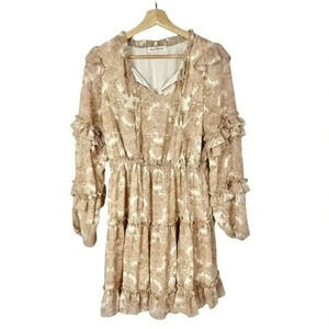 Boutique Maison Garrison Long Sleeve Layered Ruffle Boho Floral Mini Dress L